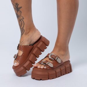 Sandália Plataforma De Velcro Alta