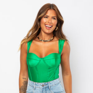 Body Feminino Acetinado Alça Grossa Tendência