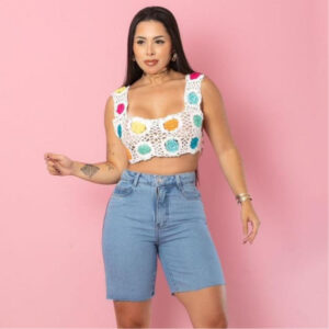 Bermudão Jeans Feminino Moda Tendência