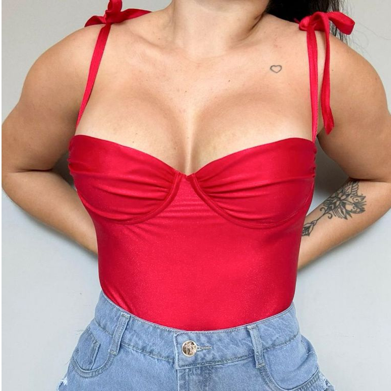 Body Feminino Acetinado com Amarração - Imagem 4