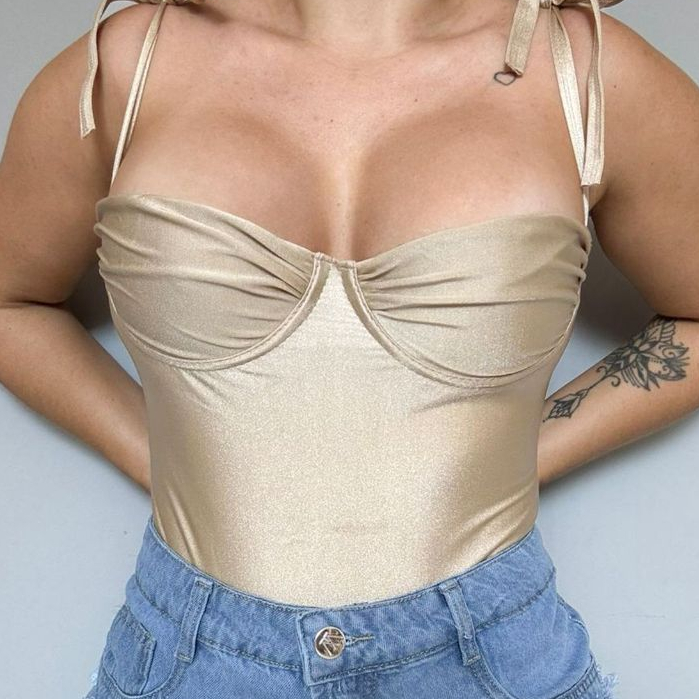 Body Feminino Acetinado com Amarração - Imagem 2