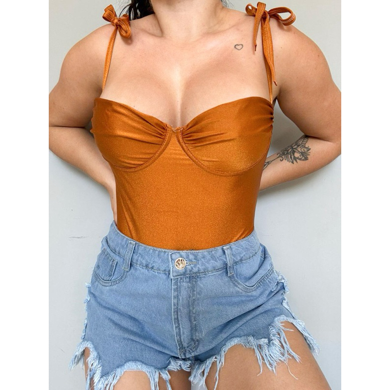 Body Feminino Acetinado com Amarração - Imagem 8