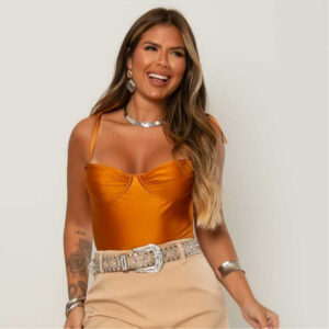 Body Feminino Acetinado com Amarração