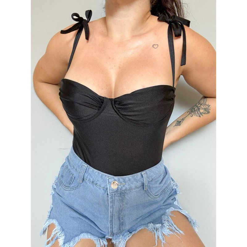Body Feminino Acetinado com Amarração - Imagem 7