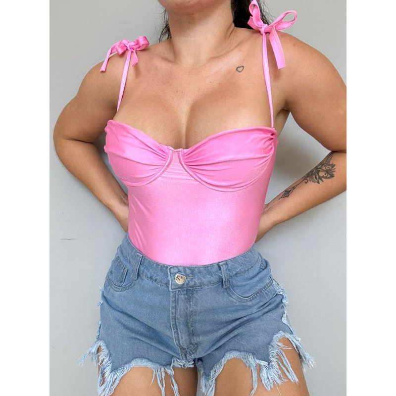 Body Feminino Acetinado com Amarração - Imagem 6