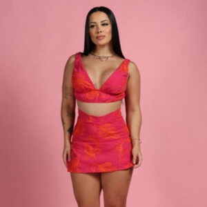 Conjunto Feminino Cropped E Short saia Laser