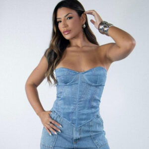 Corselet Aro Acetinado Estilo Jeans