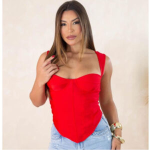 Cropped Corselet Acetinado Alça Grossa Moda