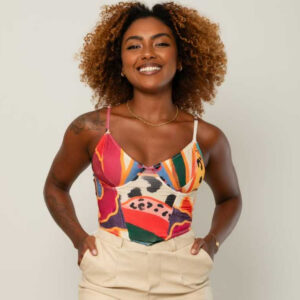 Cropped Corselet Feminino Estampado