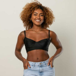 Cropped Feminino Curto Alcinha Acetinado