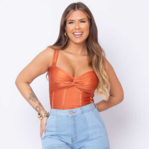 Cropped Feminino Estilo Nó Acetinado Tendência