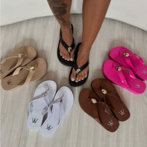 Chinelo Estilo Sandália Alta Enfeite