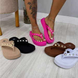 Chinelo Feminino Estilo Sandália Altinha Enfeite Esfera