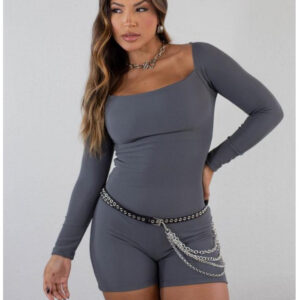 Macaquinho Canelado Manga Longa