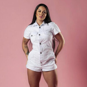 Macaquinho Jeans Feminino