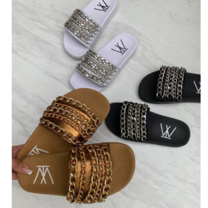 Sandália Rasteira Feminina Corrente