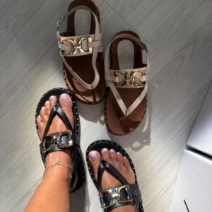 sandália papete de dedo moderna