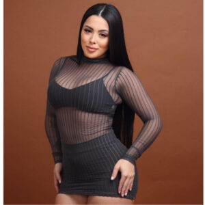 Vestido Feminino Tule Manga Longa