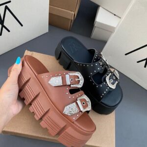 sandália plataforma de velcro alta